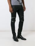 slim-fit zipper detailing jeans