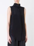 sleeveless wrap neck shirt
