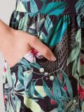 foliage print straight trousers
