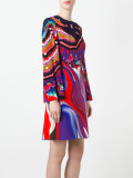 abstract print flared dress