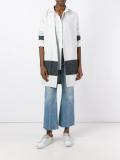 striped detailing open coat