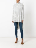 elongated back striped shirt