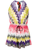 zig-zag print drawstring playsuit