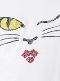 'wink cat' embellished T-shirt