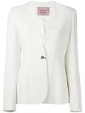 collarless single button blazer
