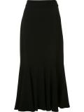 ruffled hem midi skirt