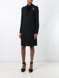 embellished tie neck dress