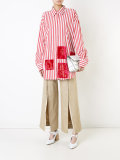 oversized devoré patch stripe shirt