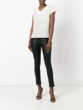 pleated V-neck top