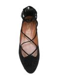 pompom lace-up ballerinas