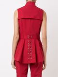 sleeveless lace up blouse