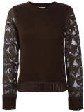 lace-sleeve sweater