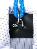 pinstripe fold drawstring tote