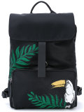 printed leather trim backpack 