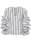 striped ruffled sleeves blouse