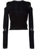 cut-off shoulders knit blouse
