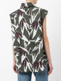 high neck printed blouse