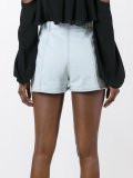 flower appliqué denim shorts