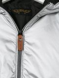 hooded metallic windbreaker