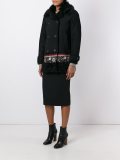 embroidered hem double breasted coat