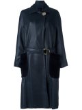 belted shearling long coat 