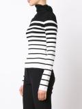 high neck striped sweater