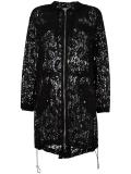 hooded zipped lace coat