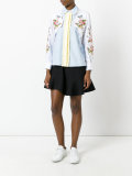 floral and face embroidered shirt