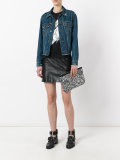 splatter print zipped clutch