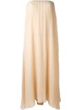 pleated strapless dress