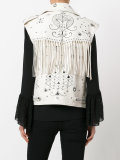 fringed sleeveless biker jacket