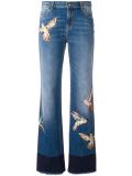 birds patch straight jeans