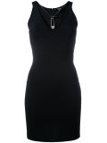 safety pin detail fitted dress