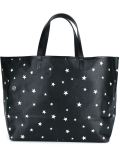 Star Print Leather Tote Bag