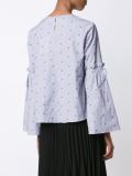 floral embroidery striped blouse