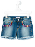 beaded pockets denim shorts 