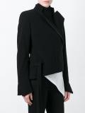 asymmetric curve zip front cropped jacket