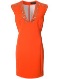 eyelet-embellished crepe dress