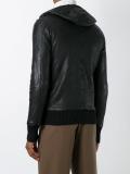 hooded leather jacket
