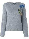 sequinned floral embroidery jumper