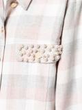 pearl embellished check shirt