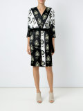 v neck printed dress