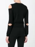 cut-off shoulders knit blouse