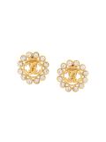 CC logo rhinestone clip-on earrings