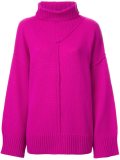 raw edge turtleneck pullover