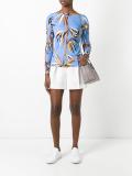 leaves print boatneck T-shirt