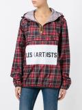logo print checked jacket 