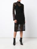 sheer velvet graphic print dress