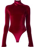 velvet effect open back bodysuit