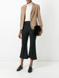 three-quarters sleeve leather blazer